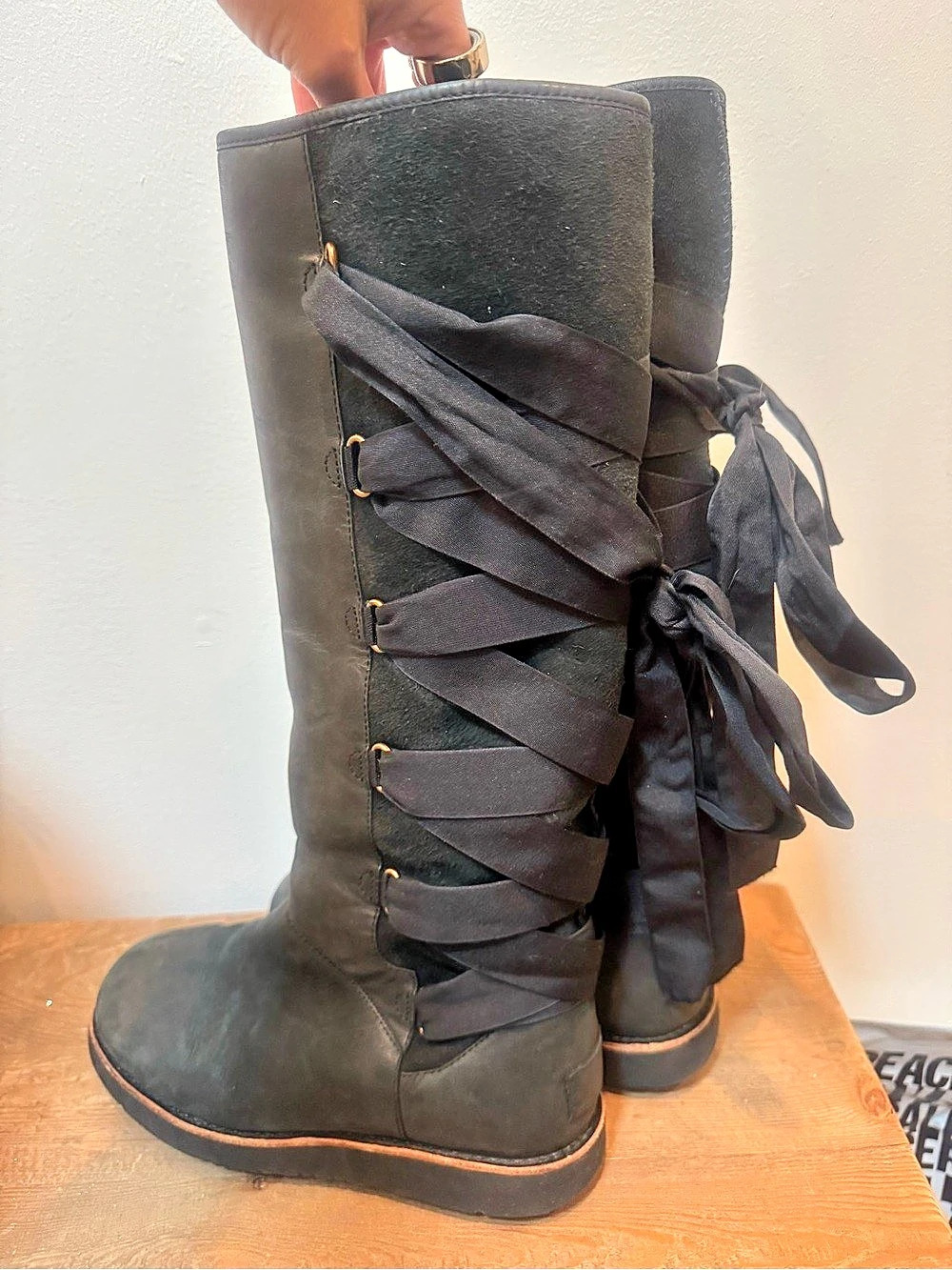 UGG Bailey Bow Tall II Black Ribbon Boots